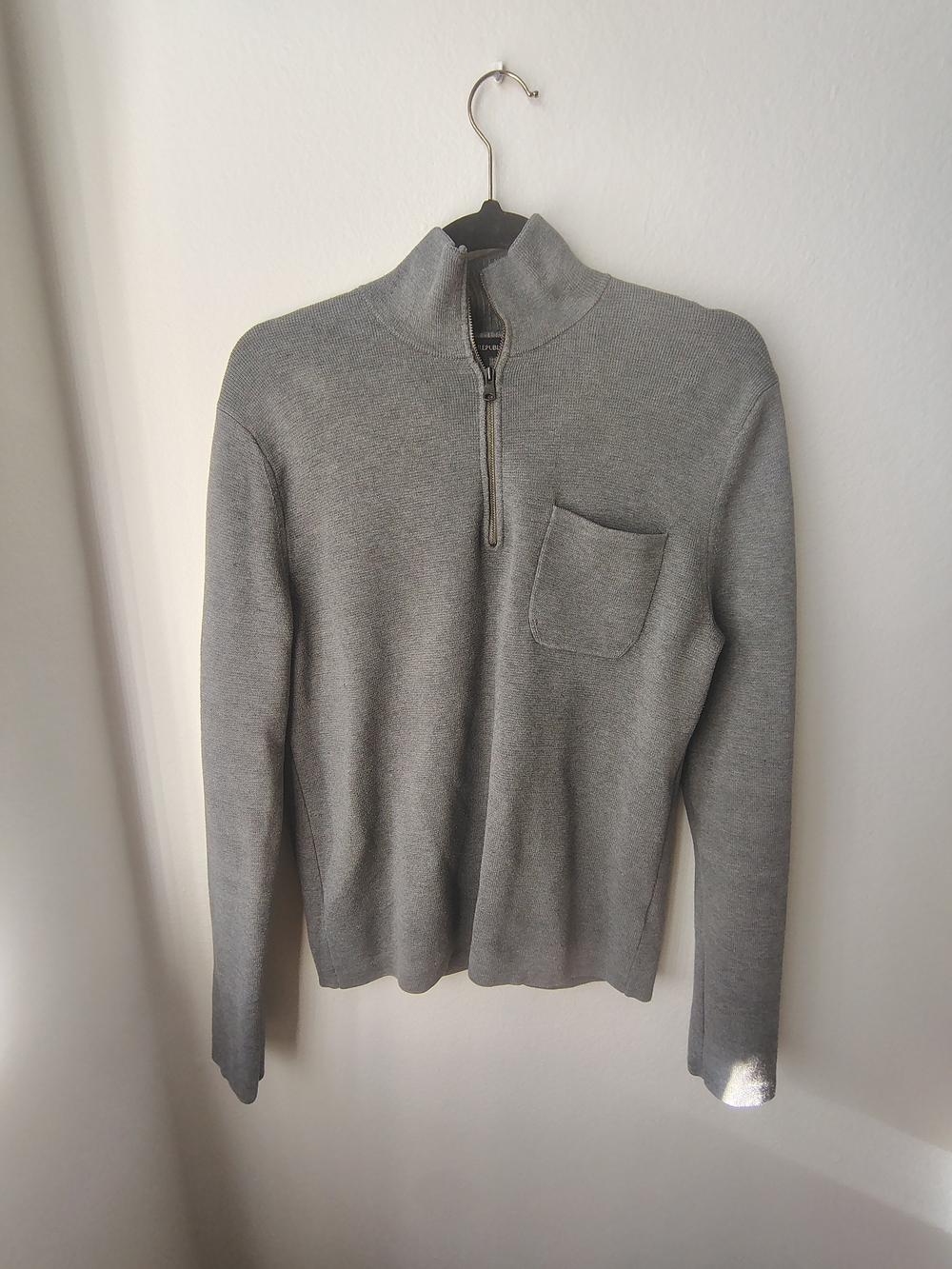 Banana Republic Grey Half-Zip Sweater with Chest Pocket Size Small